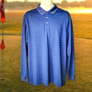 WALTER HAGEN Performance Golf Shirt Navy Blue Long Sleeve Polo